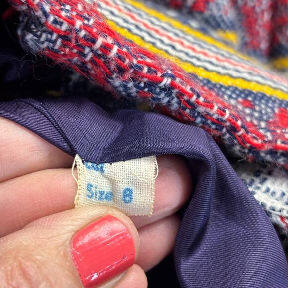 VTG Peerless of Boston Women Academia Tweed Wool Blend Peacoat Size 8 Hipster - Picture 8 of 9